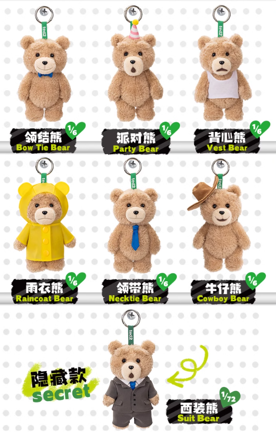 Ted2 Teddy Bear Action Plush Pendant Blind Box