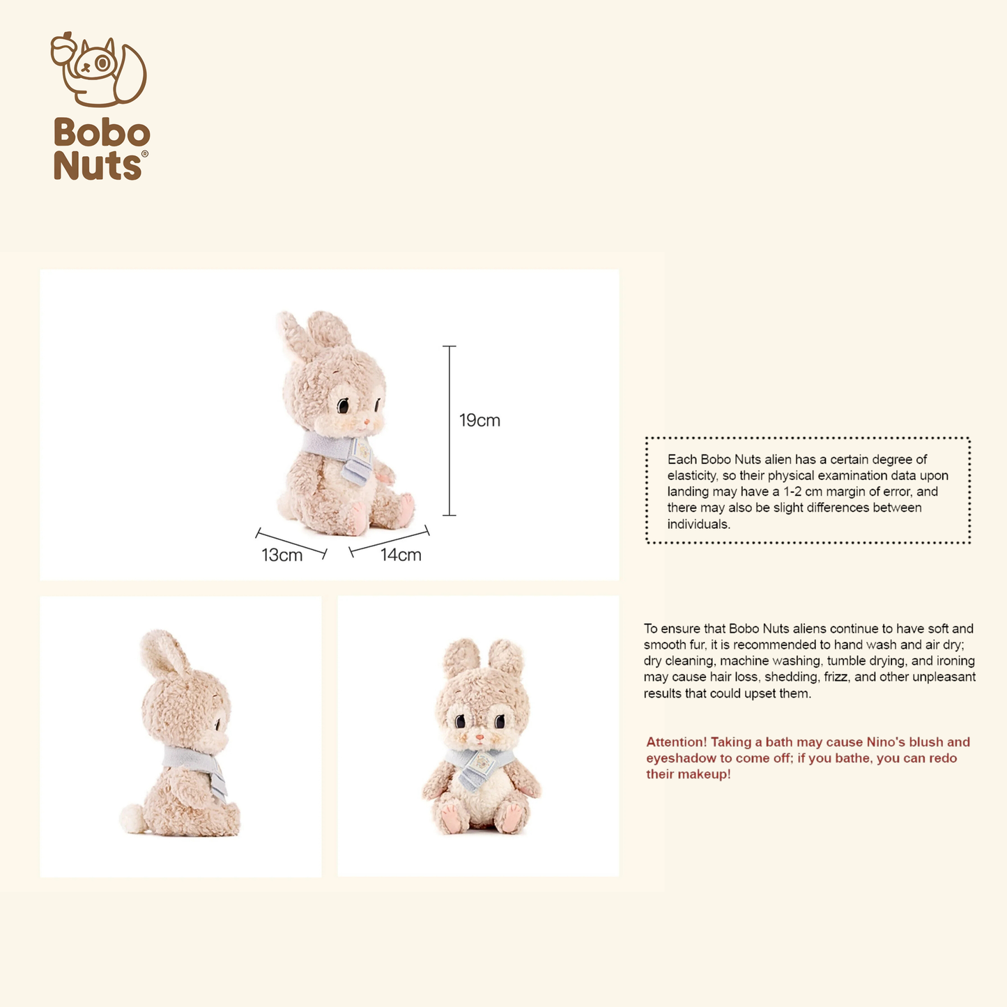 Bobo Nuts Little Luna Rabbit Little Friends Series Plush Toy