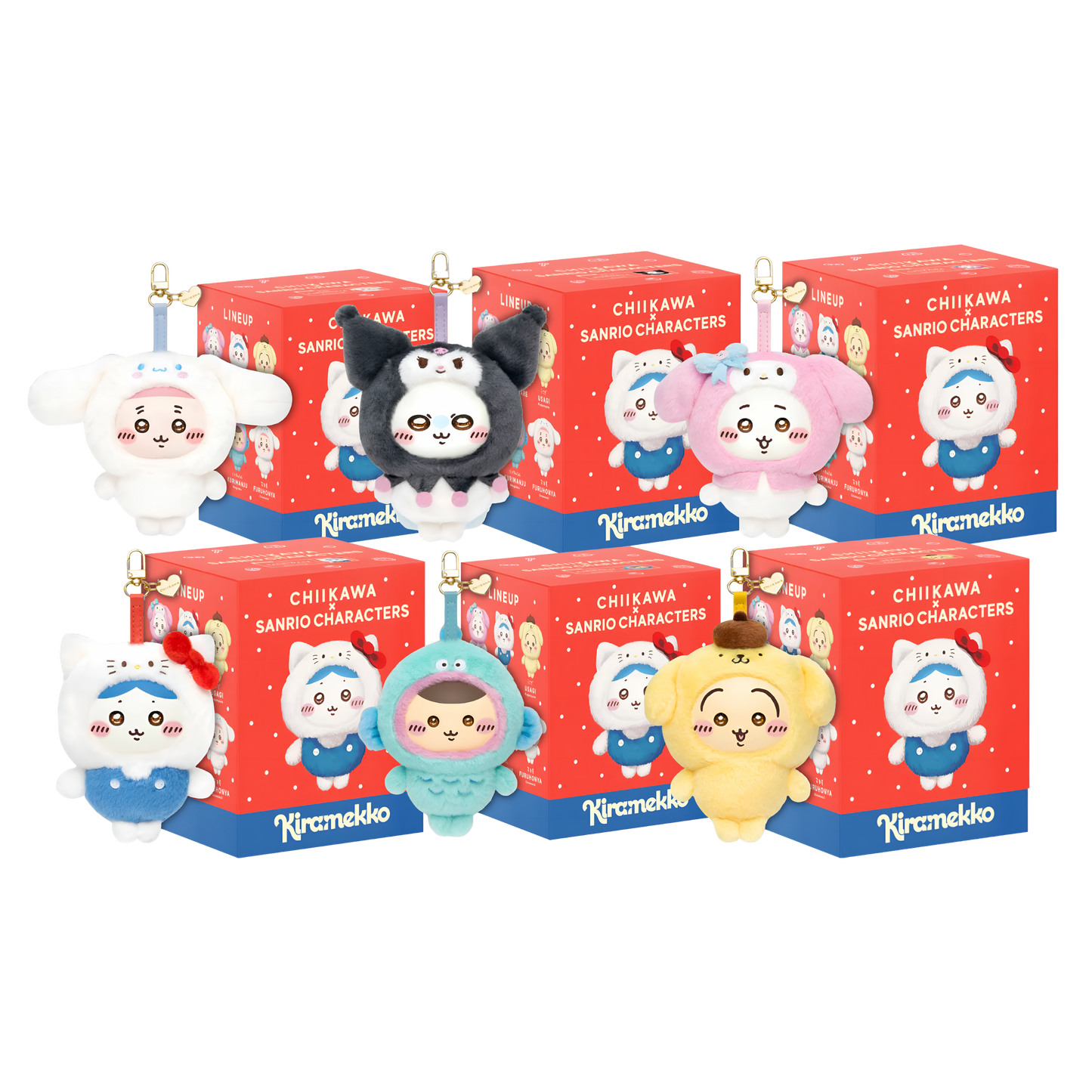 Chiikawa Kiramekko x Sanrio Series Vinyl Plush Keychains