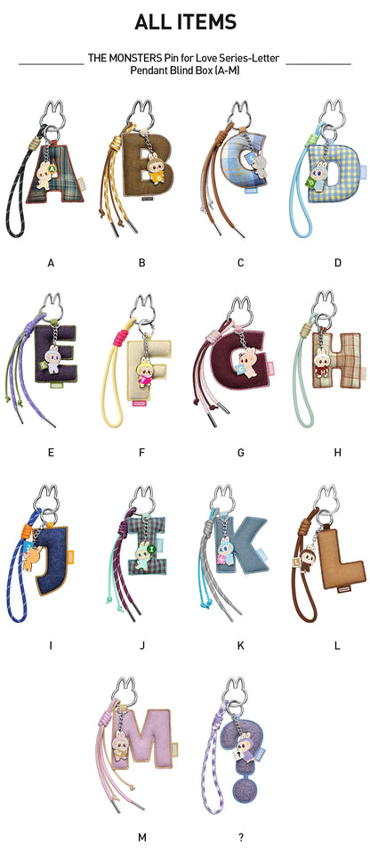 THE MONSTERS Pin for Love Series- Letter Pendant Blind Box (A-M)