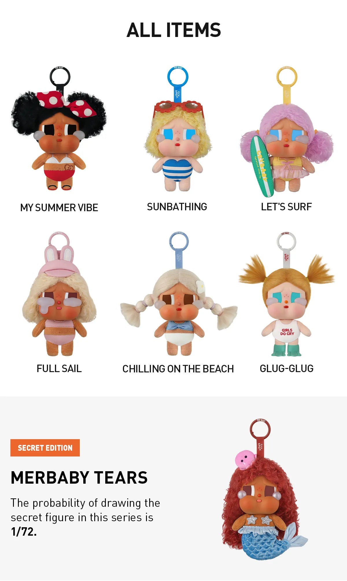 [PREORDER] CRYBABY Vacation Mode On Series-Vinyl Plush Pendant Blind Box