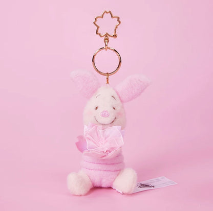 DISNEY JP Sakura Stitch & Winnie the Pooh Plush Keychain