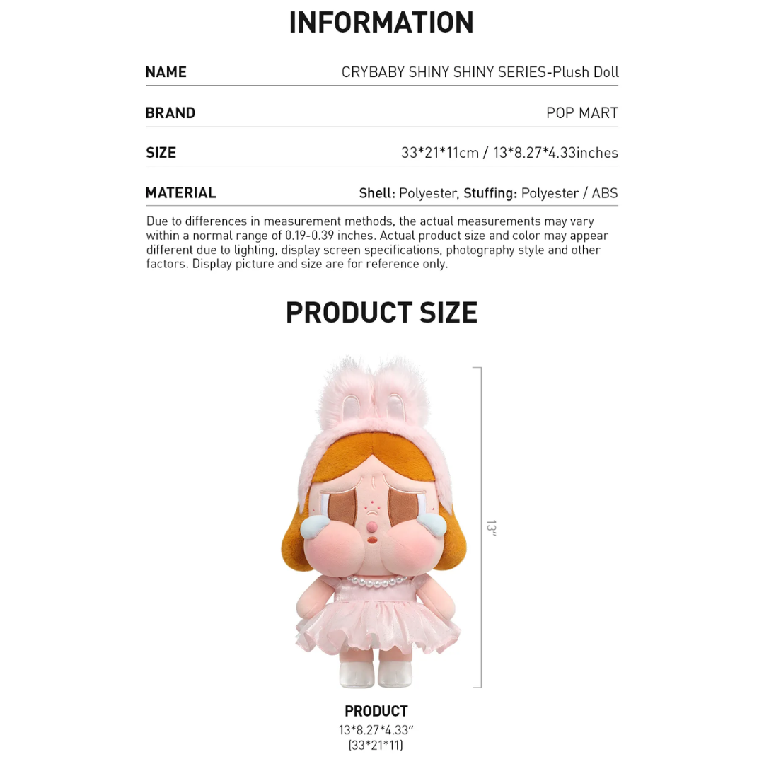 POP MART Crybaby Shiny Shiny Plush Doll (Black)