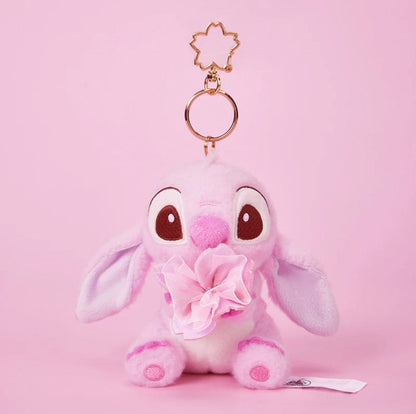 DISNEY JP Sakura Stitch & Winnie the Pooh Plush Keychain