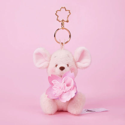 DISNEY JP Sakura Stitch & Winnie the Pooh Plush Keychain