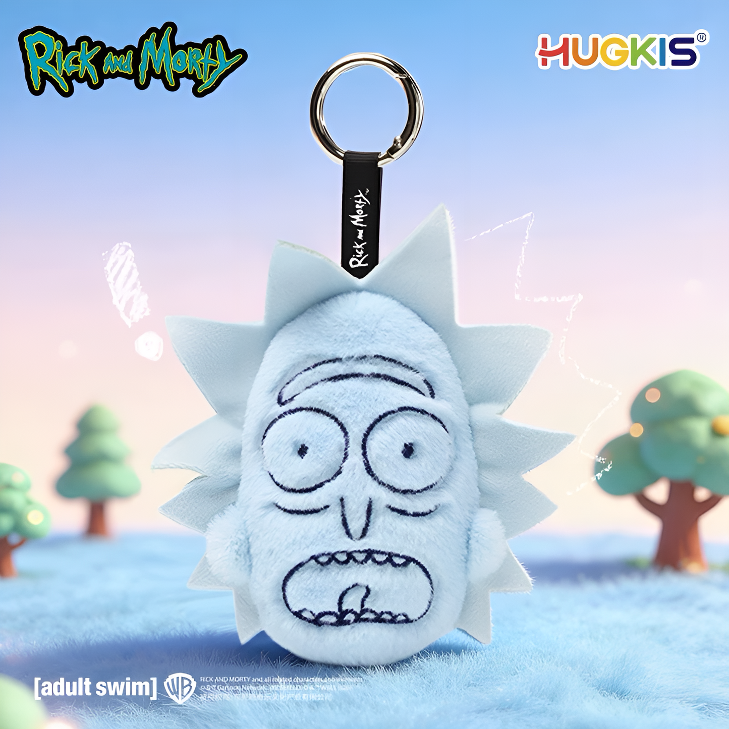 HUGKIS x Adult Swim Rick and Morty Mono Color Universe Series Pendant Plush