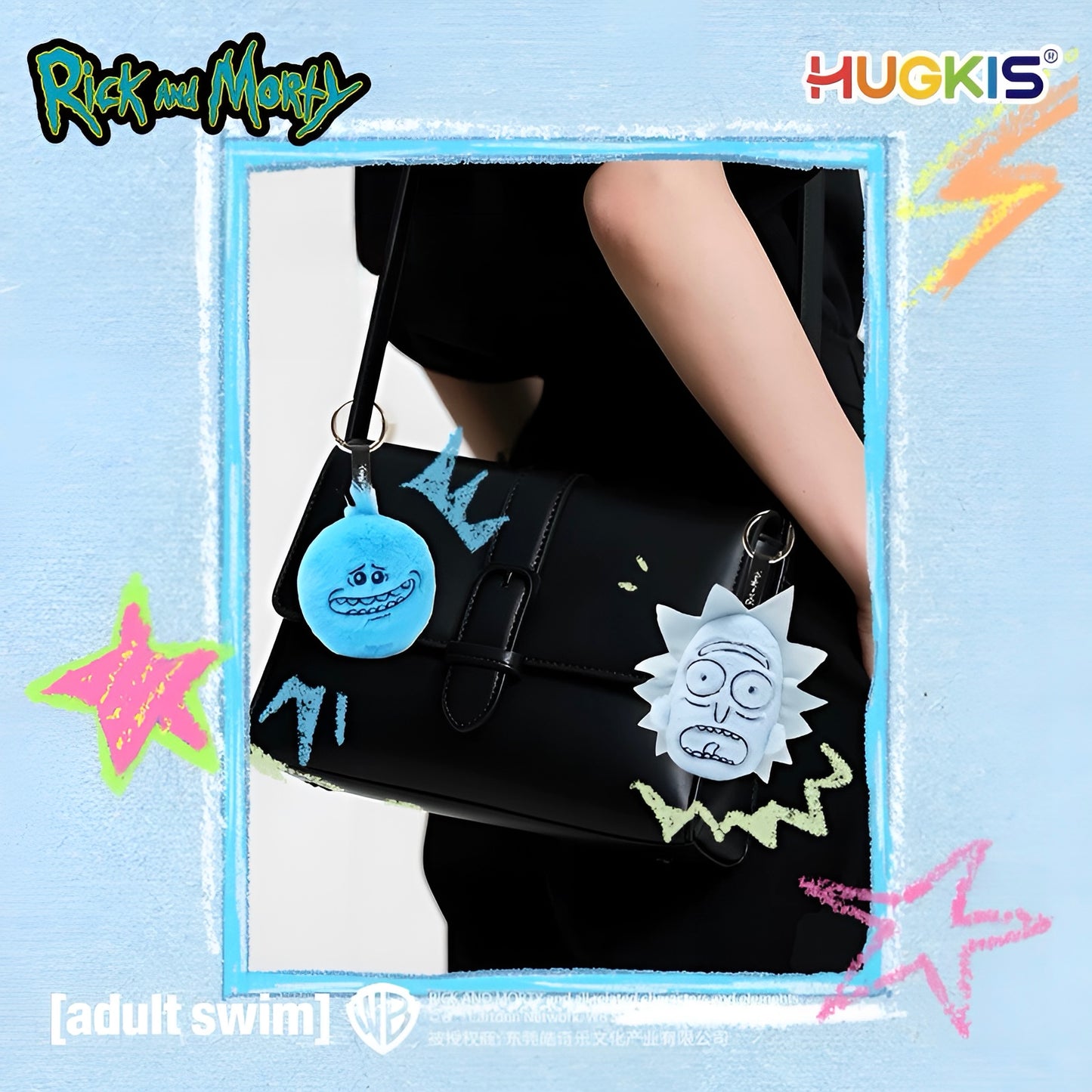 HUGKIS x Adult Swim Rick and Morty Mono Color Universe Series Pendant Plush