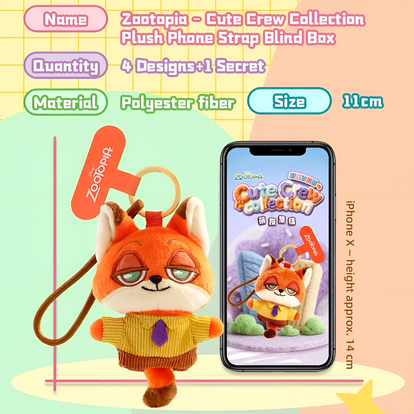 52 TOYS Zootopia Cute Crew Plush Phone Strap Blind Box