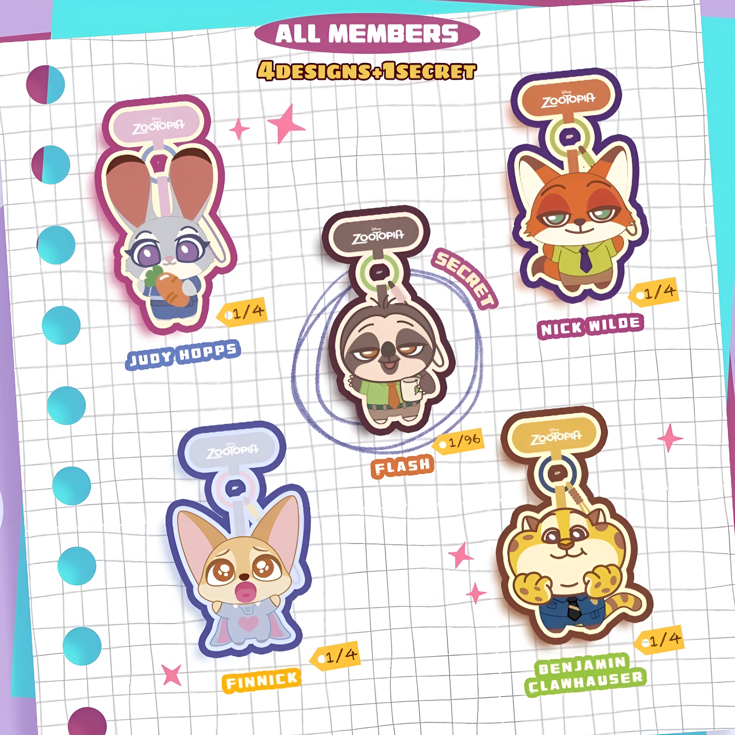 52 TOYS Zootopia Cute Crew Plush Phone Strap Blind Box