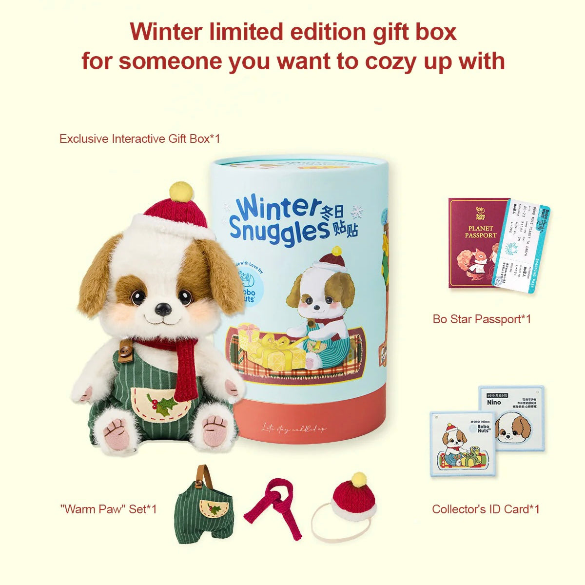 Bobo Nuts Nino Puppy Winter Snuggles Series Plush Toy