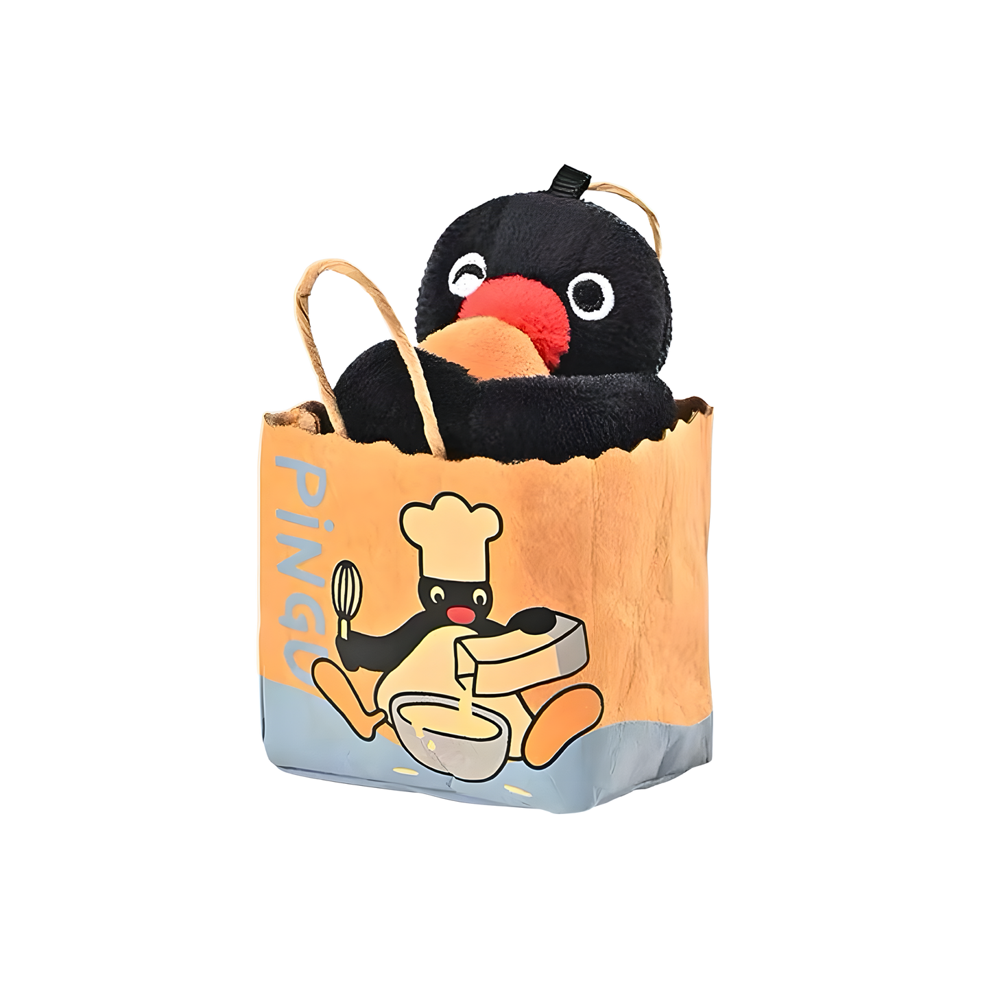 Pingu Bakery Series Paper Bread Bag Mini Hand Bag Keychain Plush
