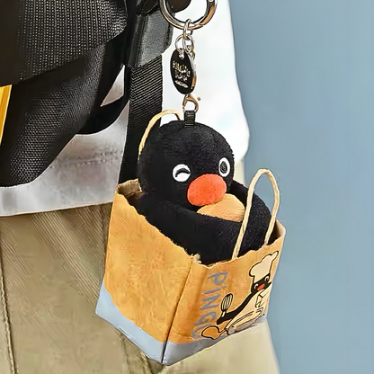 Pingu Bakery Series Paper Bread Bag Mini Hand Bag Keychain Plush