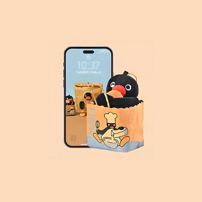 Pingu Bakery Series Paper Bread Bag Mini Hand Bag Keychain Plush