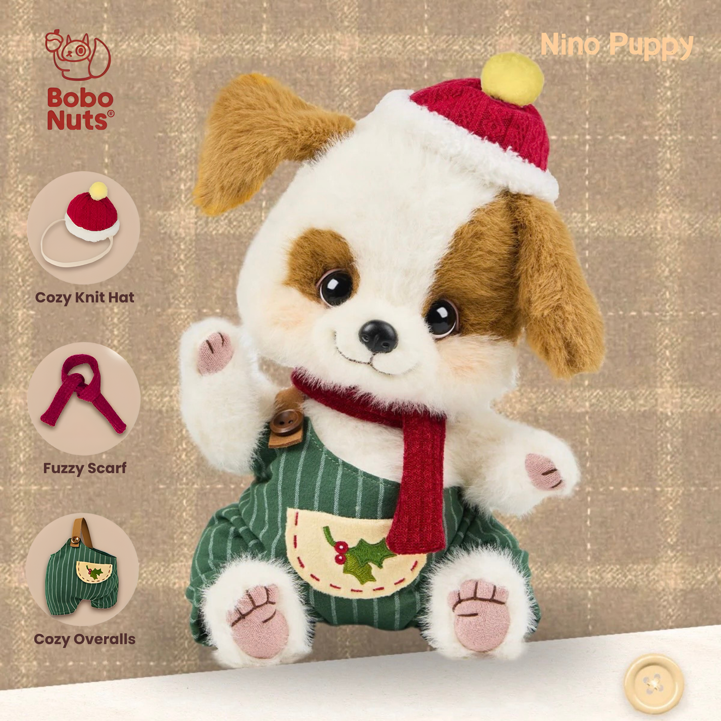Bobo Nuts Nino Puppy Winter Snuggles Series Plush Toy