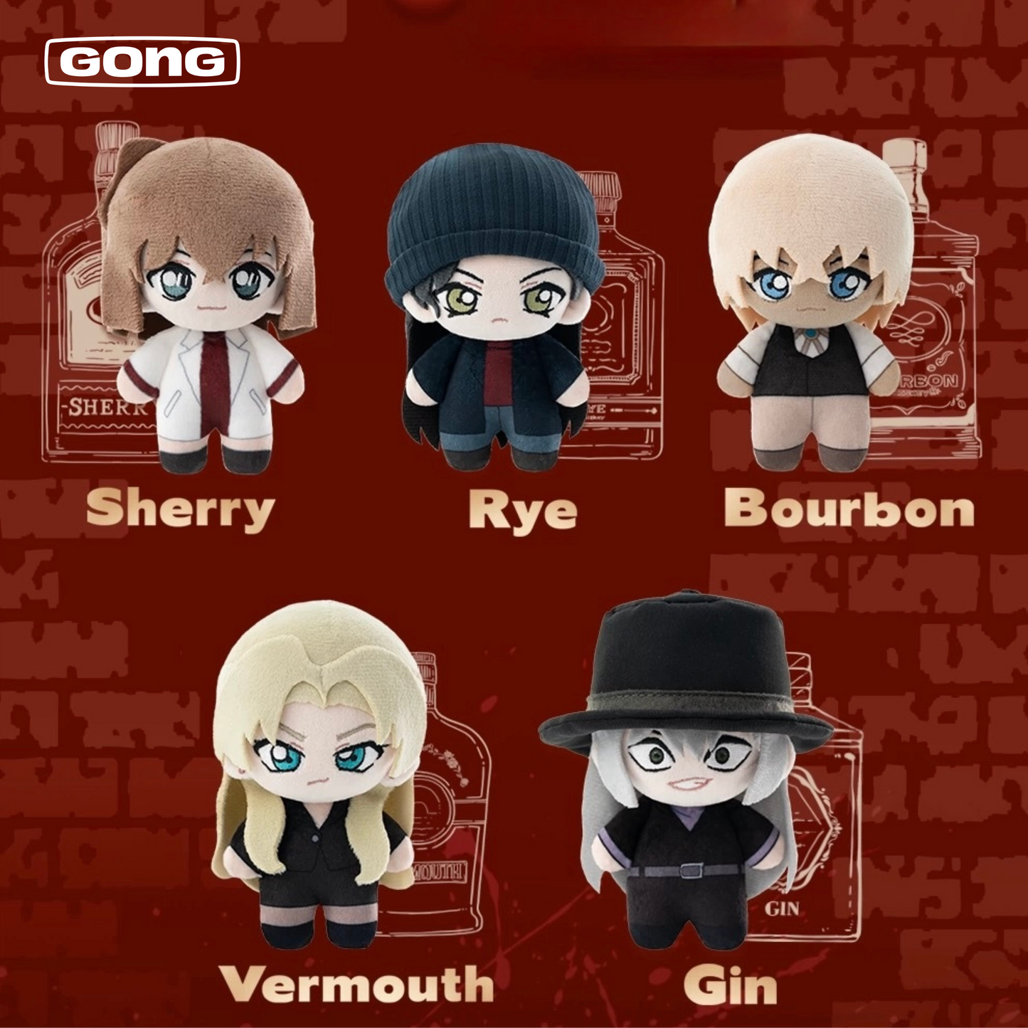 GONG X POP MART - Detective Conan Black Organization Wine List Series Plush Pendant