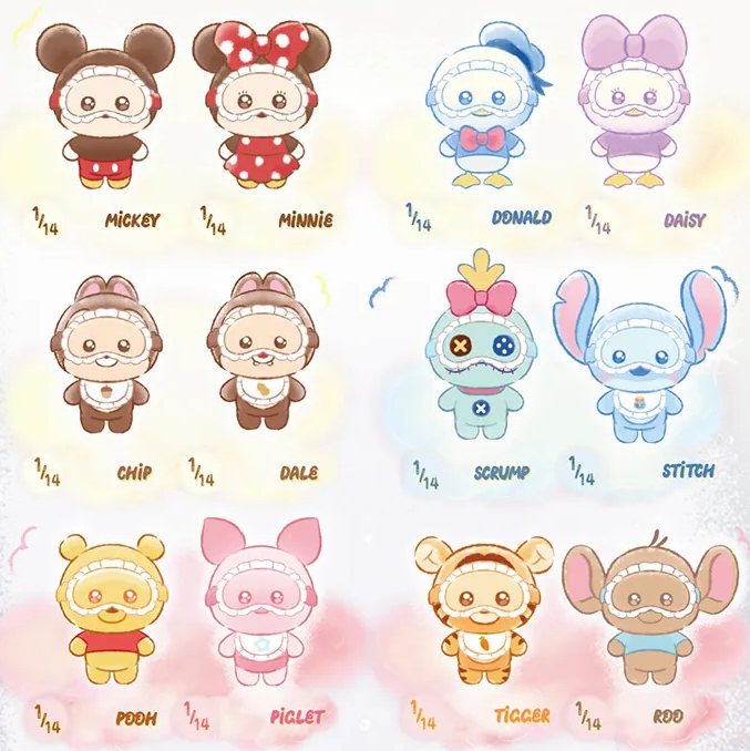 TOPTOY Disney Squinting Sleepwear Series Plush Pendant Blind Box